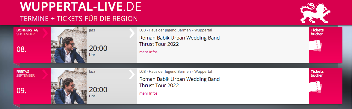 Roman Babik Urban Wedding Band Thrust Tour 2022